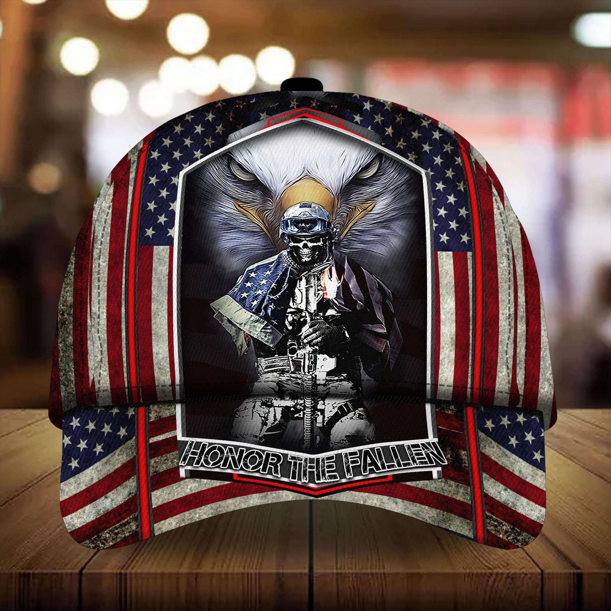 Premium Unique Cap Honor The Fallen Veteran Skull Full Printed 3D Hat