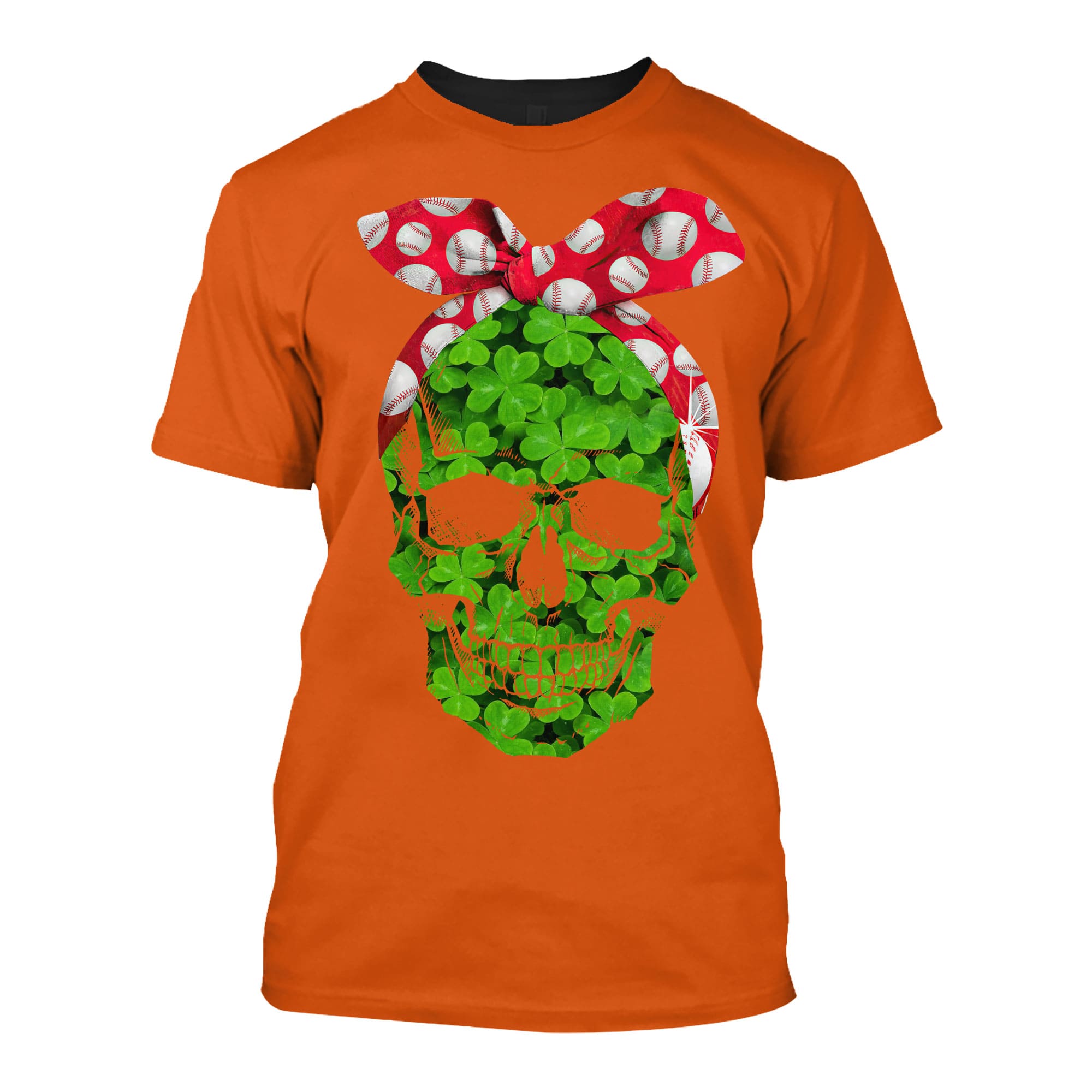 Unisex T Shirt Baseball Mom Green Skull Patrick's Day Printed Shirt