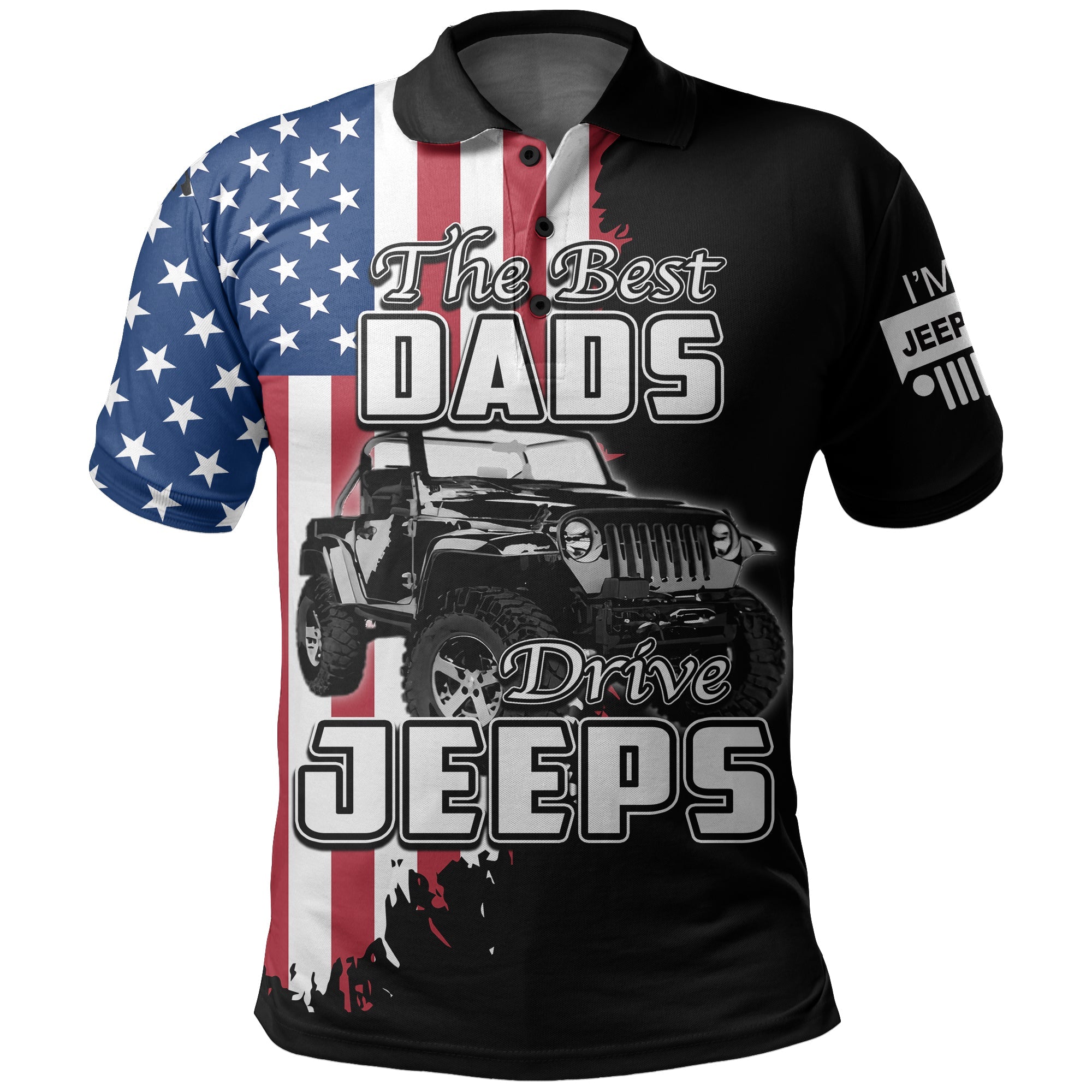 custom-personalised-father-day-polo-shirt-jeep-dad-no1-black-style