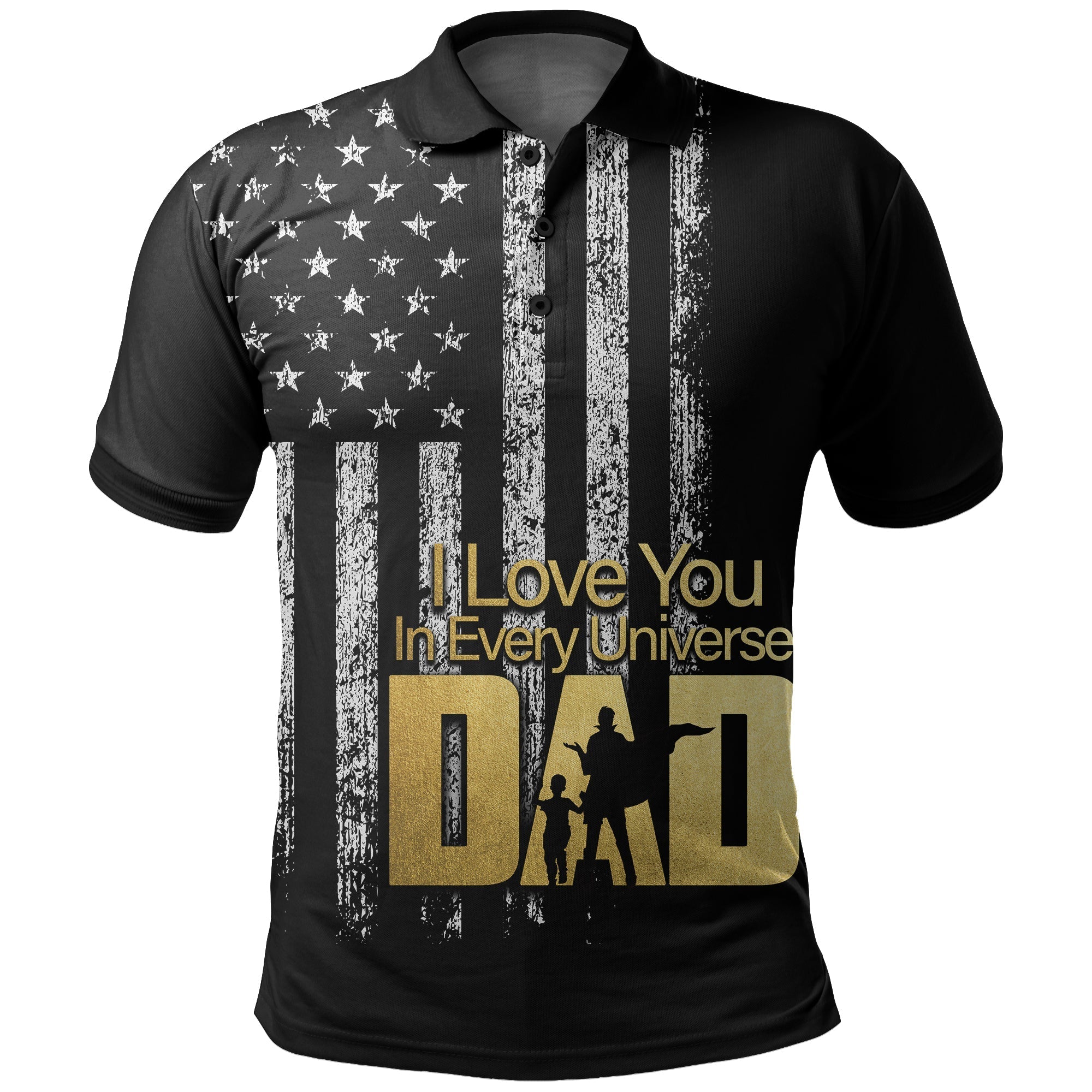 (Custom Personalised) American Flag Father Day Polo Shirt