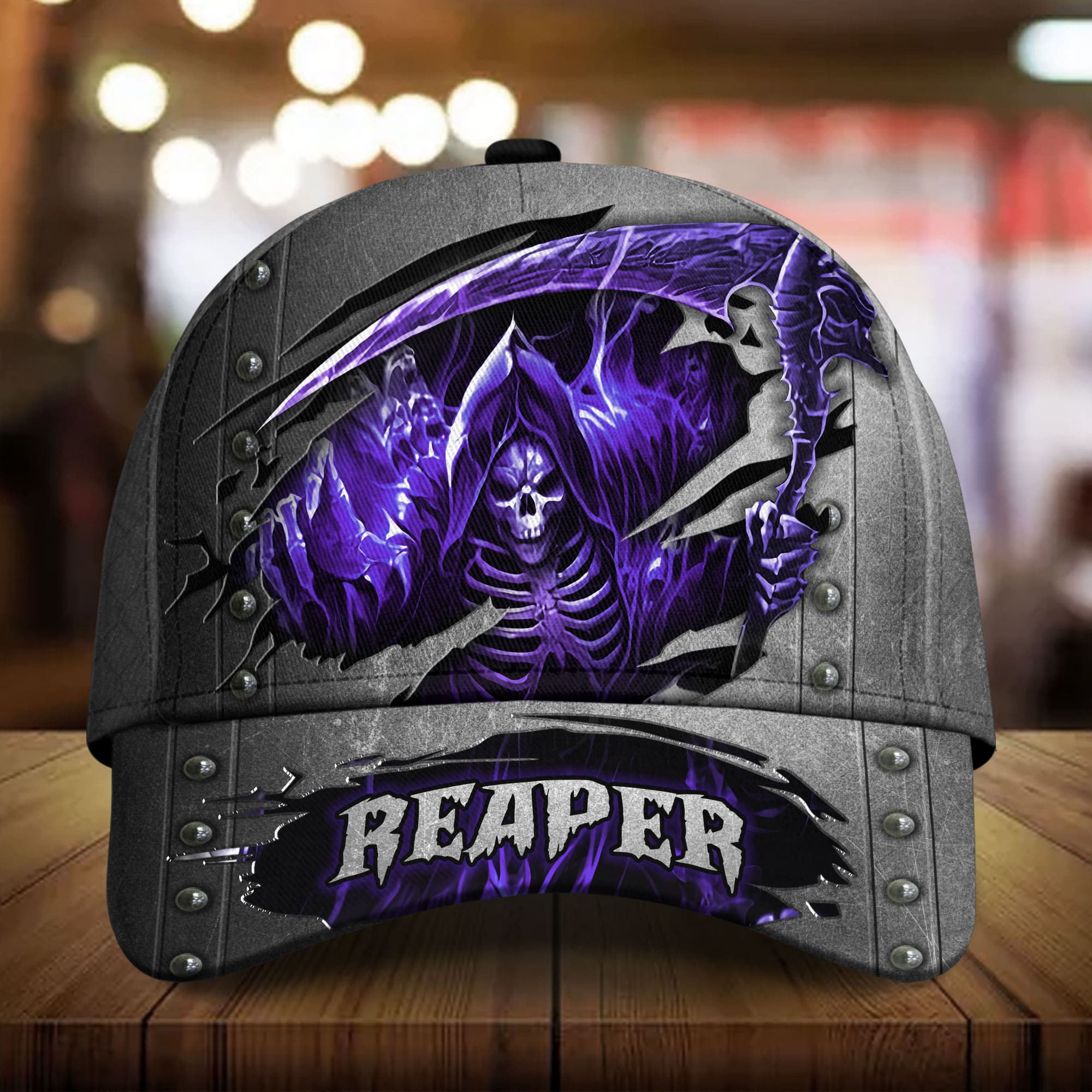 Premium Cool Skull Reaper Art 3D Hat Multicolored