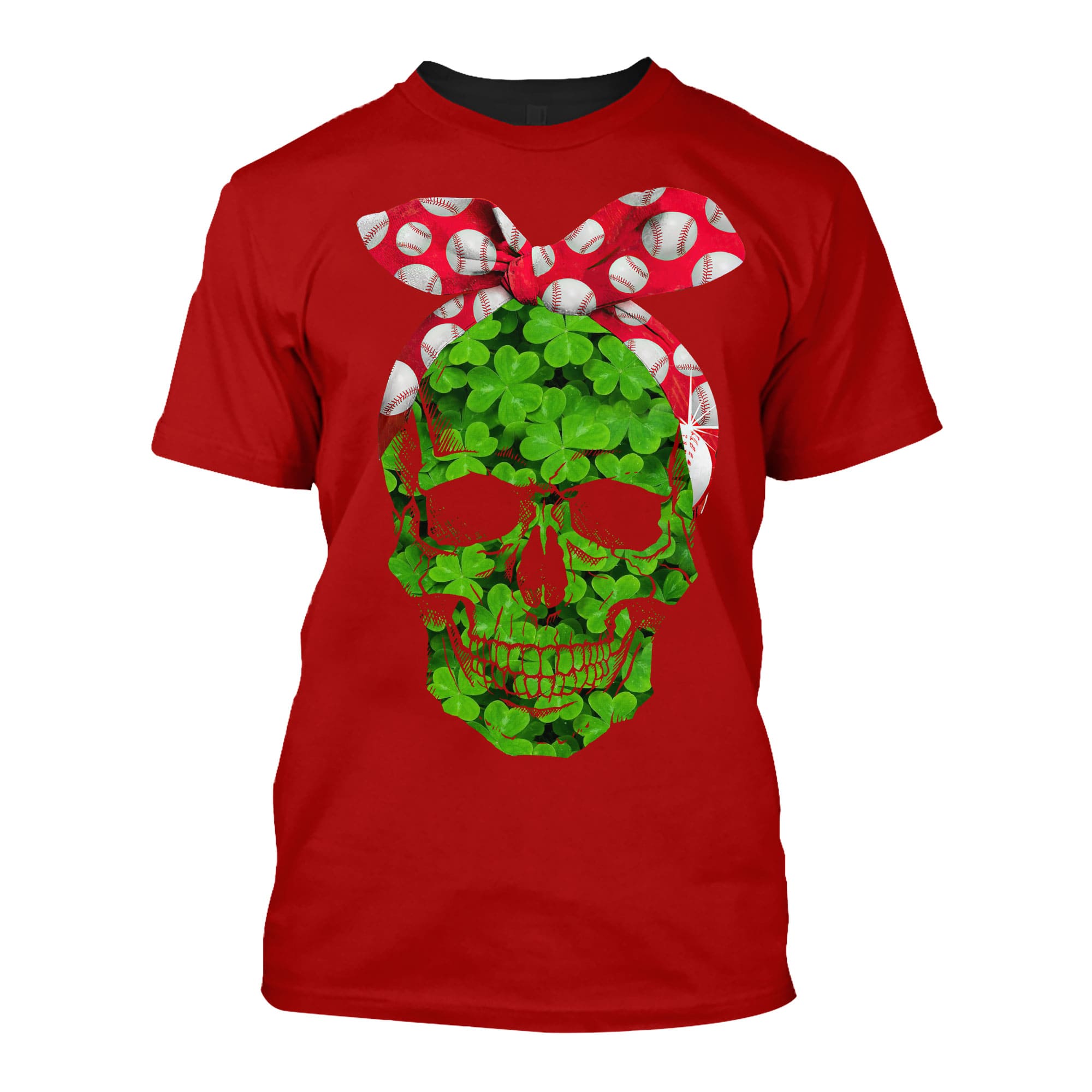 Unisex T Shirt Baseball Mom Green Skull Patrick's Day Printed Shirt