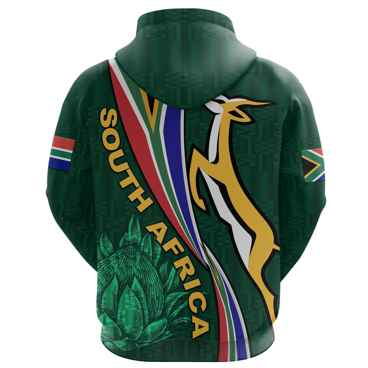 South Africa Zip Hoodie Springboks Rugby Be Unique - Green – Aljaira