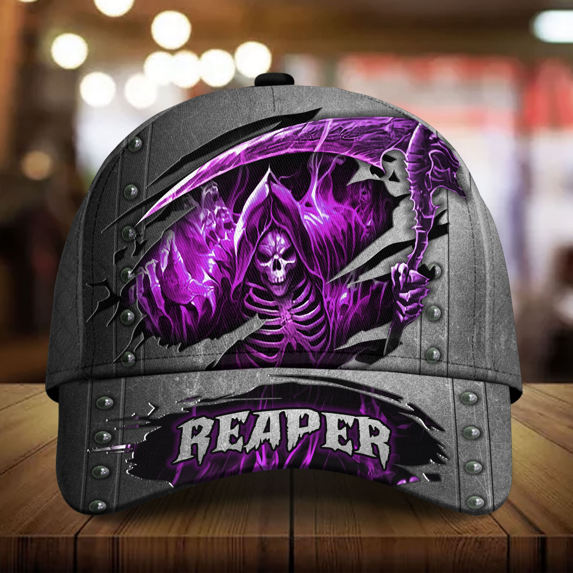 Premium Cool Skull Reaper Art 3D Hat Multicolored