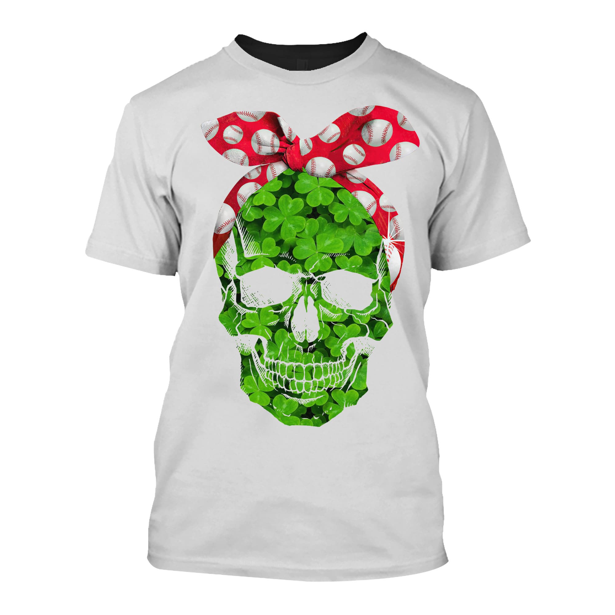 Unisex T Shirt Baseball Mom Green Skull Patrick's Day Printed Shirt