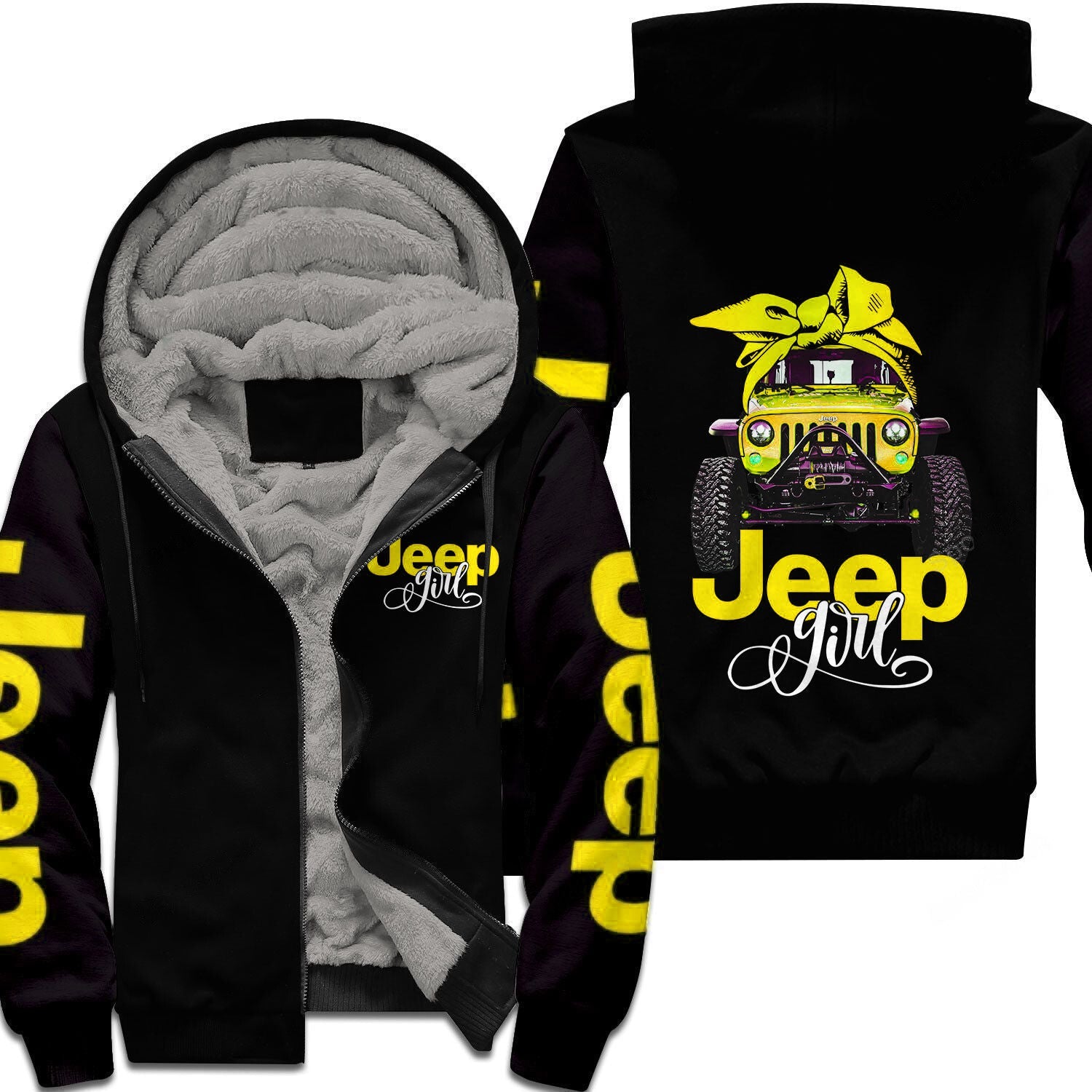 Multicolor Jeep Girl So Cute Sherpa Hoodie