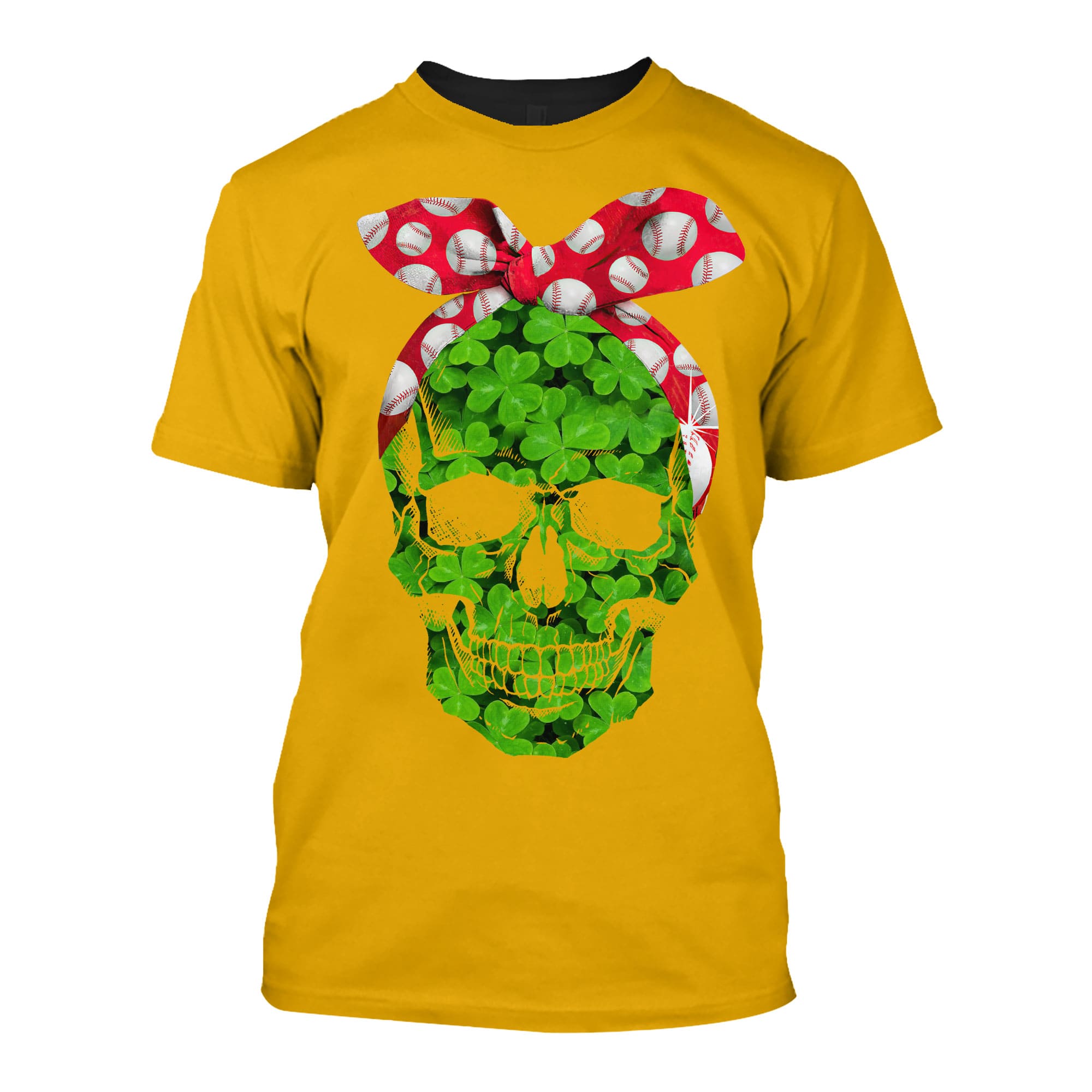 Unisex T Shirt Baseball Mom Green Skull Patrick's Day Printed Shirt