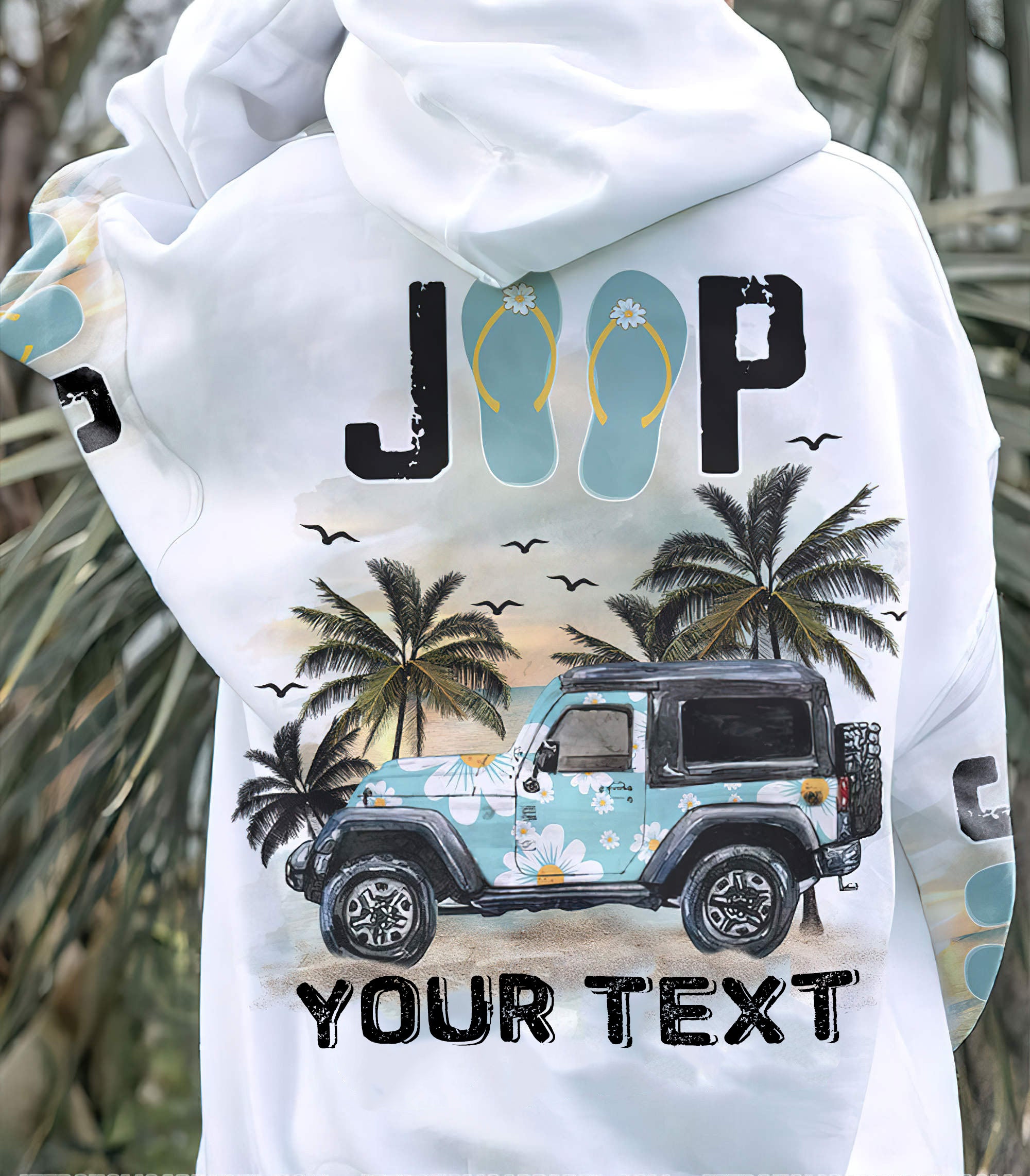 (Custom Personalised) Jeep Flower Flip Flops Hoodie