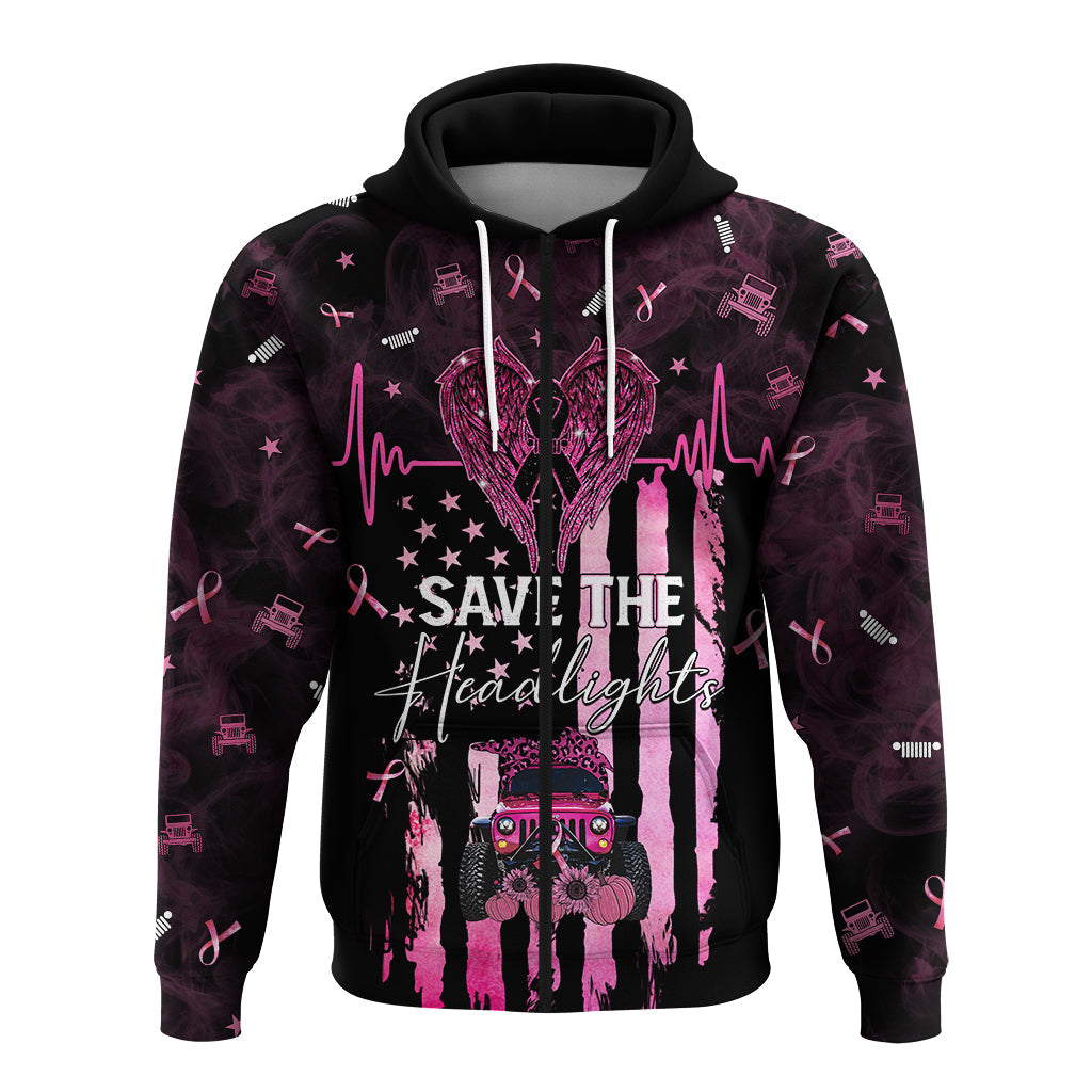 Jeep Heartbeat Breast Cancer Hoodie Save The Headlights LT4