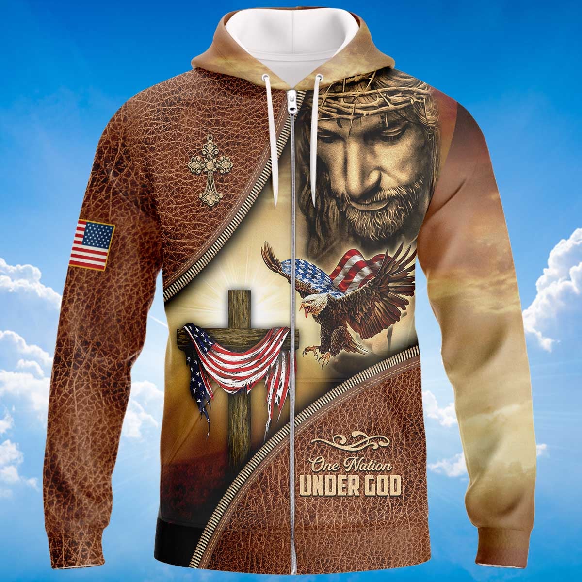 america-a-nation-under-god-eagle-american-flag-and-the-cross-zipper-hoodie