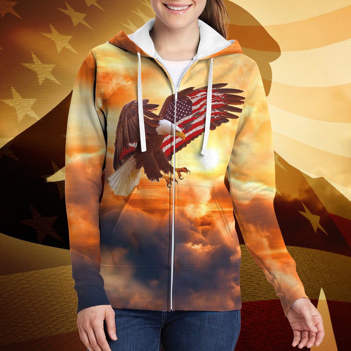 america-eagle-3d-zipper-hoodie