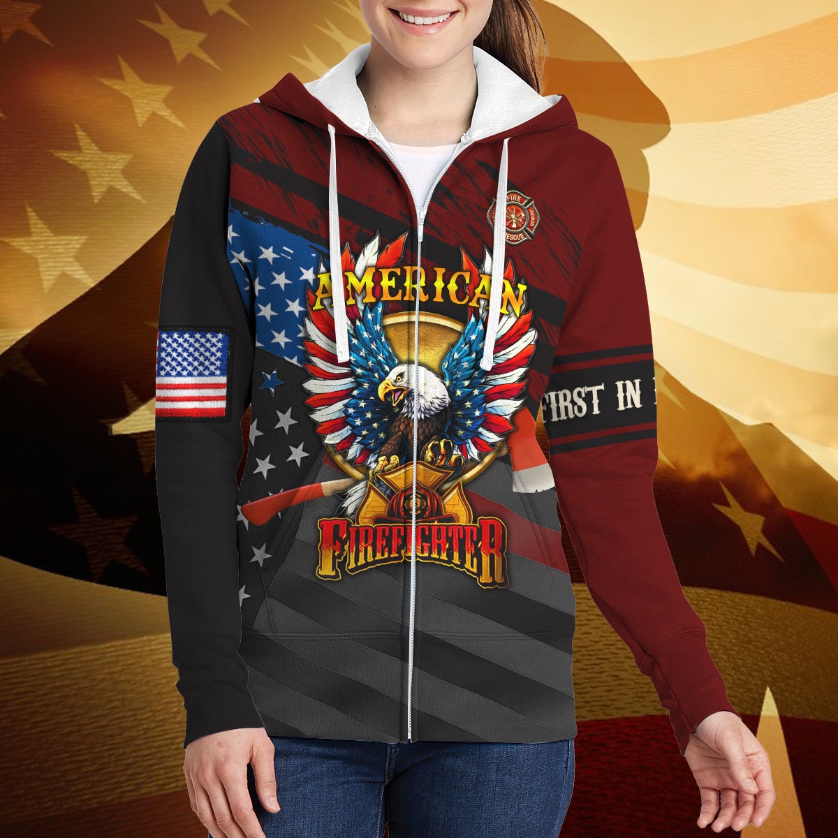 america-firefighter-3d-zipper-hoodie-gift-for-firefighter